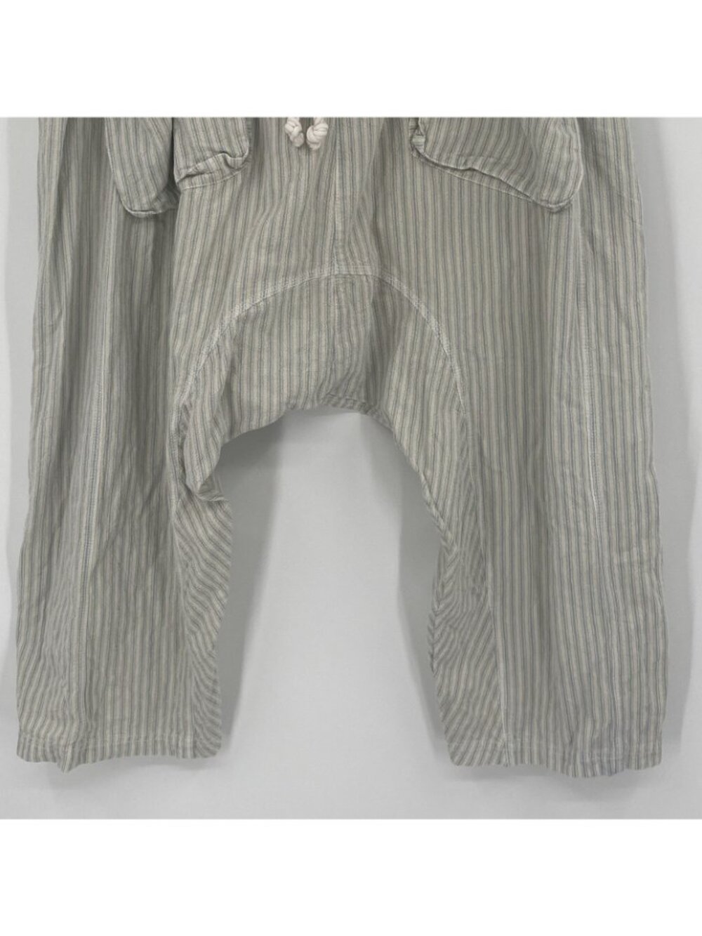 Free People Small Runyon Sky Blue Stripe Oversized Drawstring Harem Pants STAIN - Picture 11 of 16